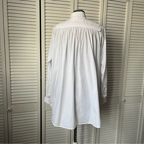 White cotton oversized shirt pin tuck detail L - Picture 7 of 11
